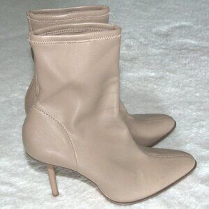 Zara Nude Leather Pointed Toe Stiletto Ankle Boots